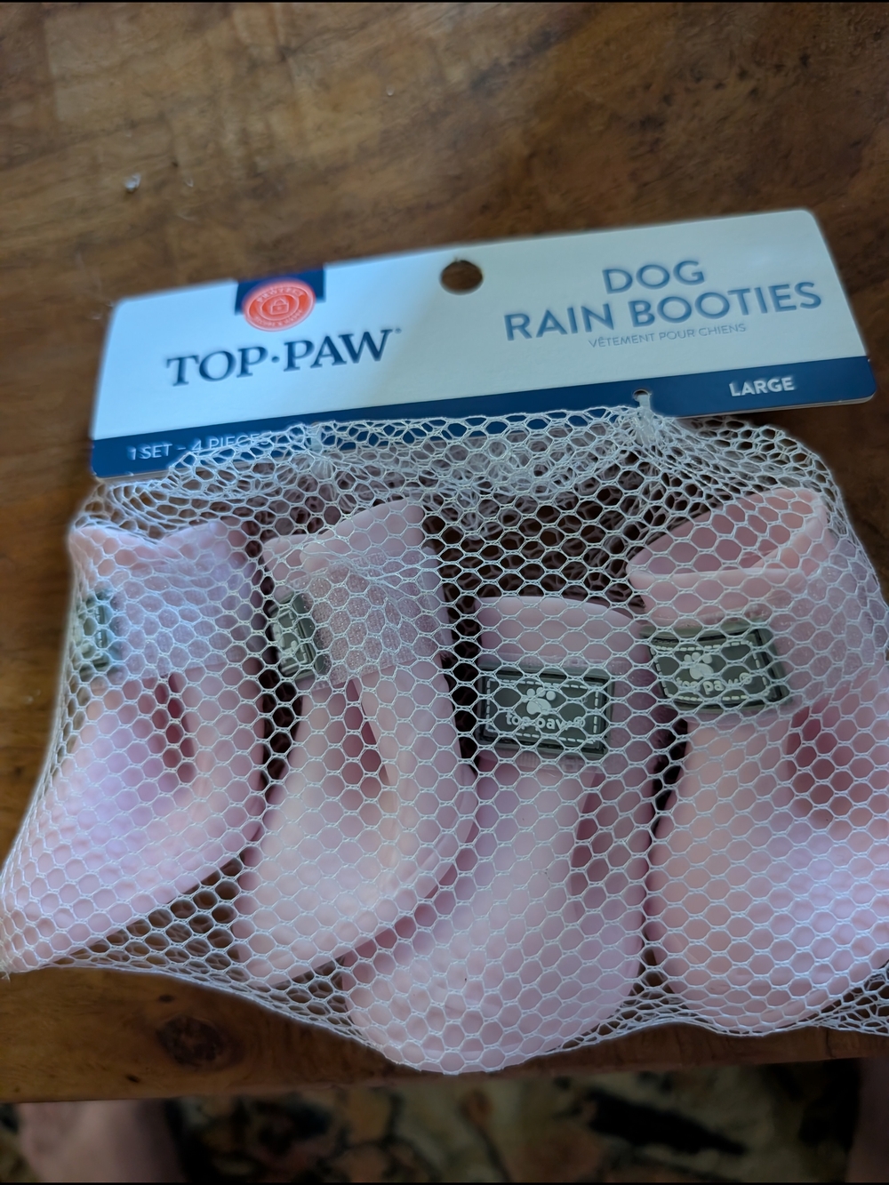 Top Paw Pink Dog Rain Booties - Large Set of 4